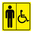 Тактильная пиктограмма «Мужской туалет для инвалидов», ДС40 (полистирол 3 мм, 150х150 мм)